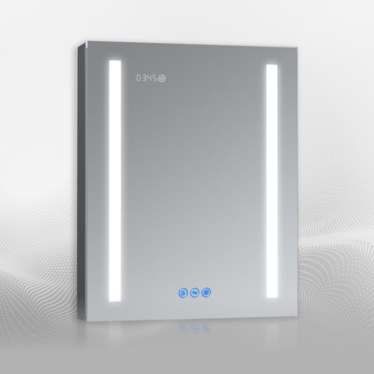 DECADOM LED Mirror Medicine Cabinet Recessed or Surface, Defogger, Dimmer, Clock, Room Temp Display, Makeup Mirror 3X, Outlets & USBs AURA 24x30L
