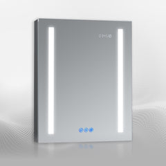 DECADOM LED Mirror Medicine Cabinet Recessed or Surface, Defogger, Dimmer, Clock, Room Temp Display, Makeup Mirror 3X, Outlets & USBs AURA 24x30R
